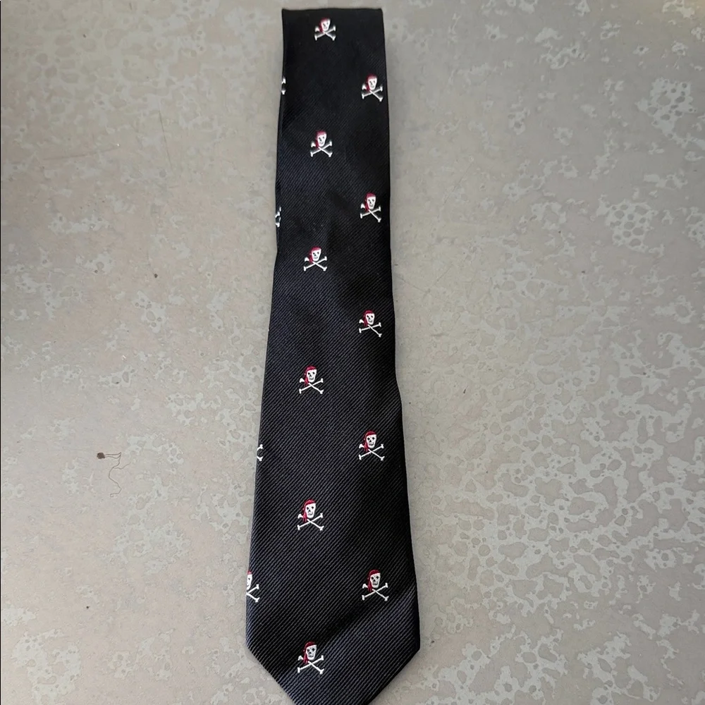 Black Skull Patterned Boys Tie